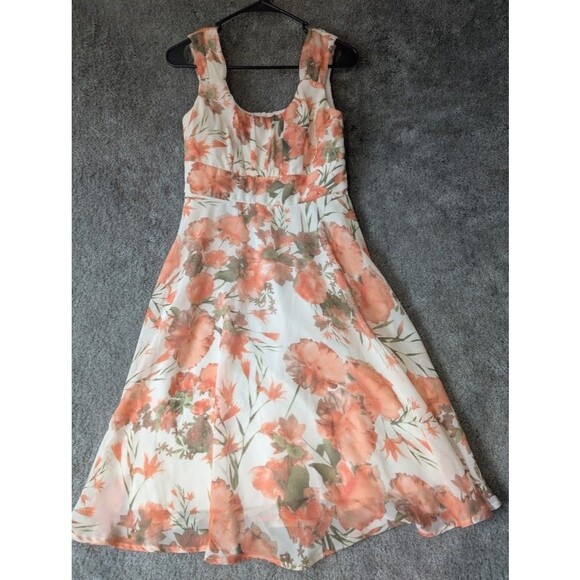 Womens Sleeveless Summer Dress CB Established 1962 Floral Flowing Size 4 Petite - Picture 3 of 10